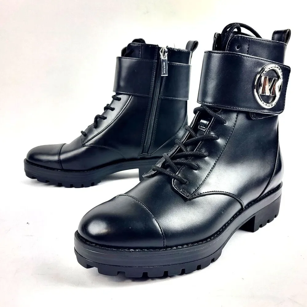 Michael Kors Tatum Black Combat Boots Size 6M